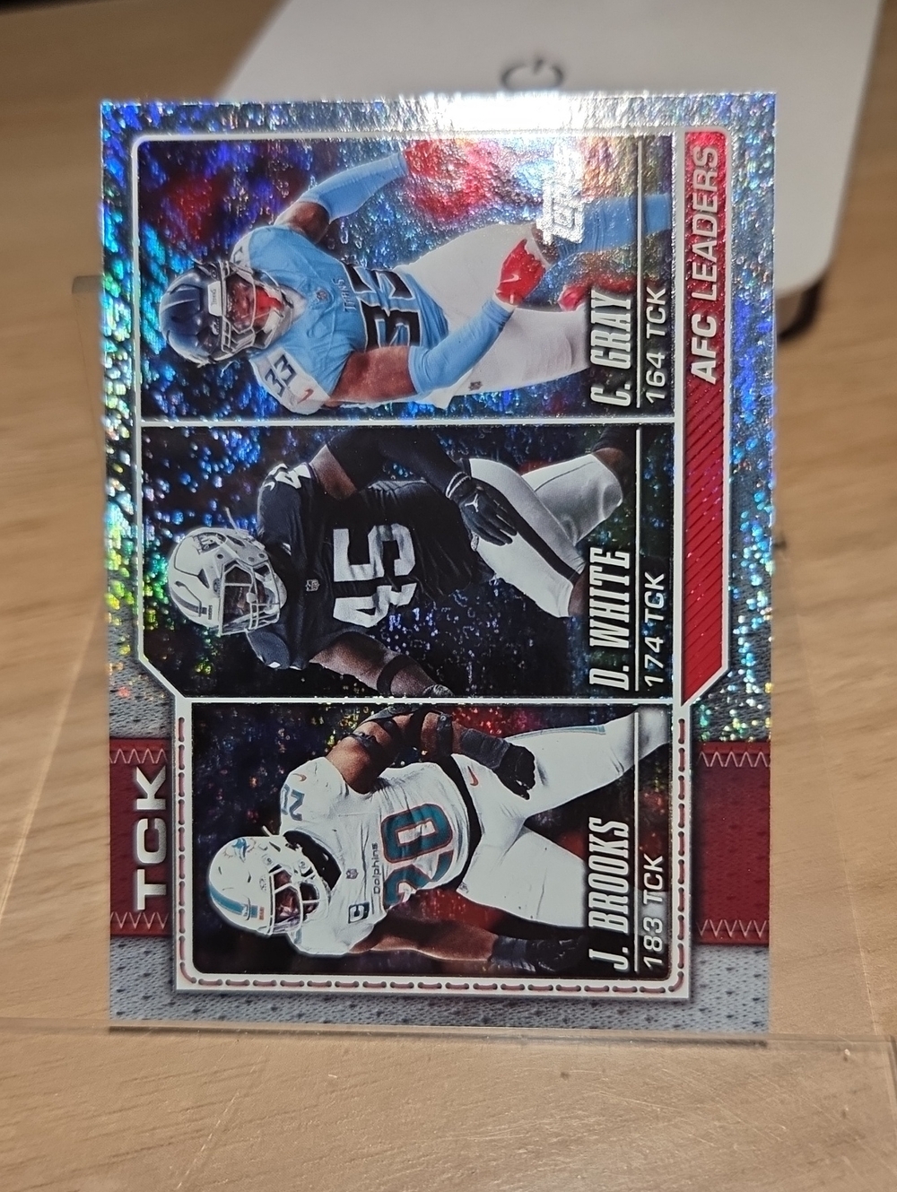 2026 Topps Holographic NFL Tack Leaders Card - Blue/Black/White/Red
